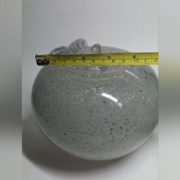 Glass Apple Large Gray Glass Apple Clear Silver with glowing sparkles - Picture 7 of 8